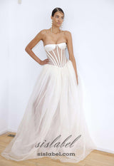 ODILE STRAPLESS GOWN IN WHITE