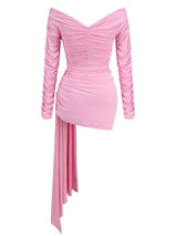 ANNA PINK HOLLOW OUT RUCHED TIGHT MINI DRESS