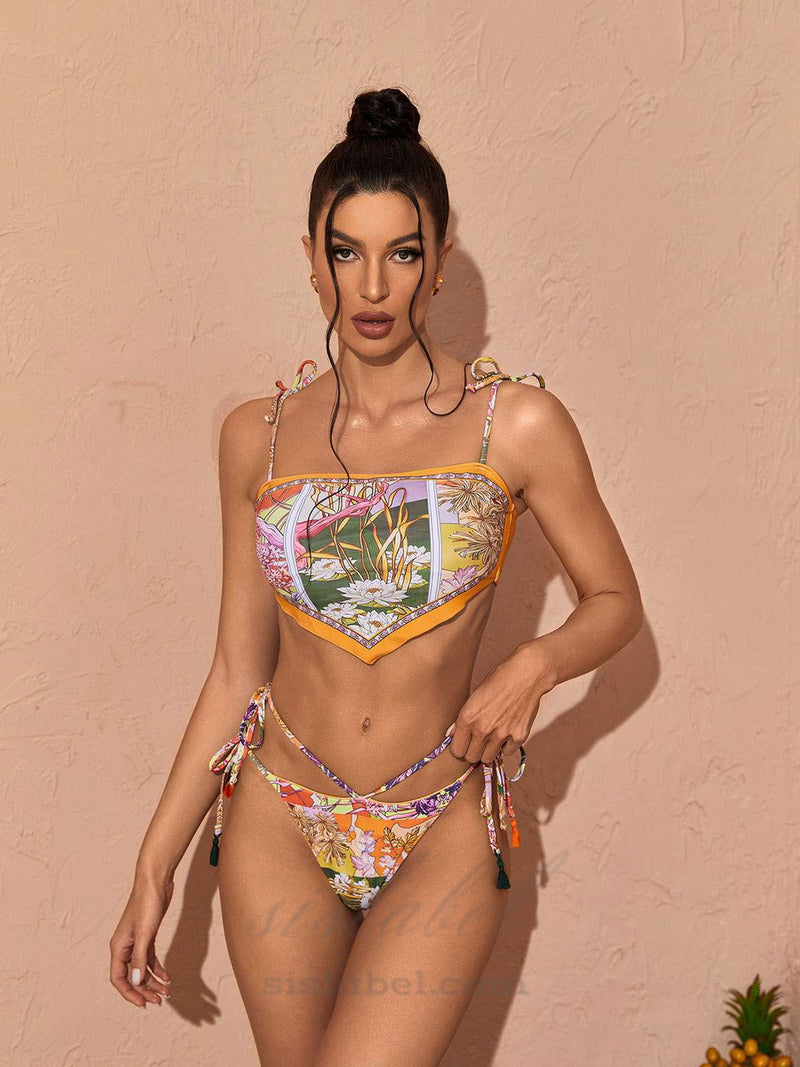 FLORAL PRINTED BIKINI TWO PIECE SET