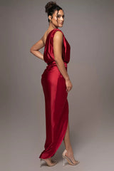 Red Anastacia Drape Maxi Dress