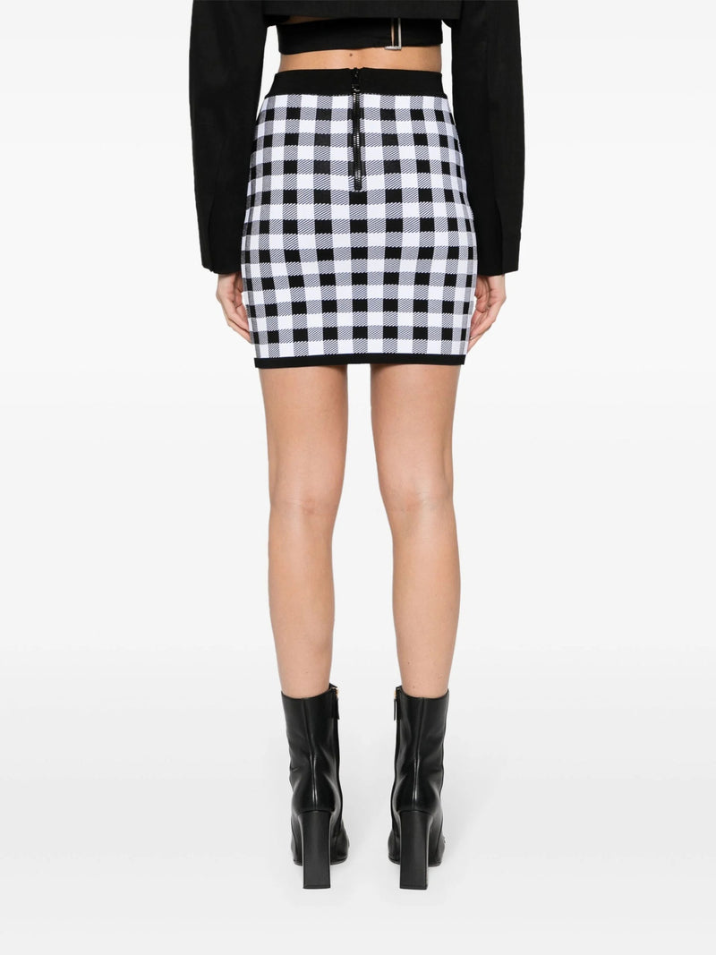 SCHWARZER FEINSTRICK-GINGHAM-ROCK 