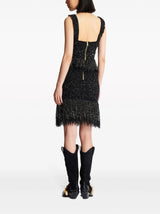 BLACK LUREX TWEED FRINGED TOP