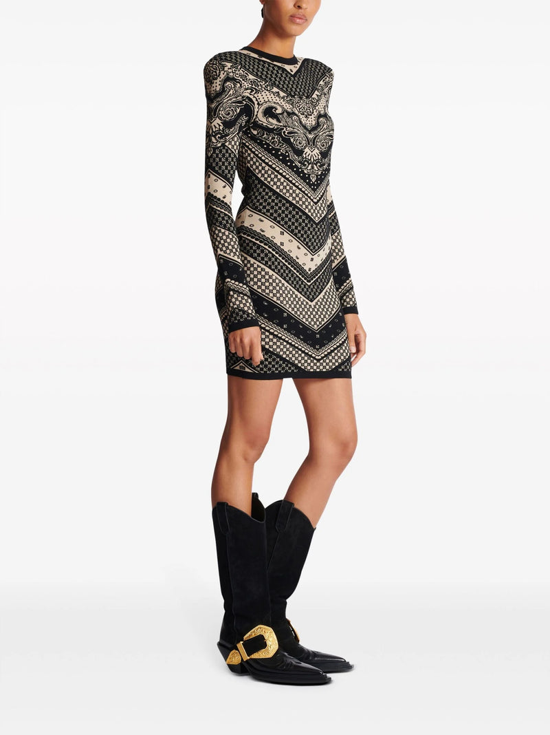 BLACK MONOGRAM KNITTED DRESS