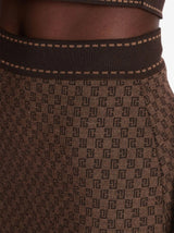 BROWN MONOGRAM-JACQUARD WOOL-BLEND SKIRT