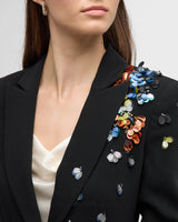 Sequin Flower Scrunched black Blazer set