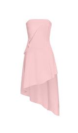 SLEEVELESS BANDEAU HIGH-LOW DRESS IN PINK