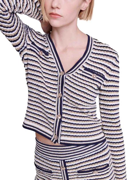 STRIPED KNIT CARDIGAN SWEATER