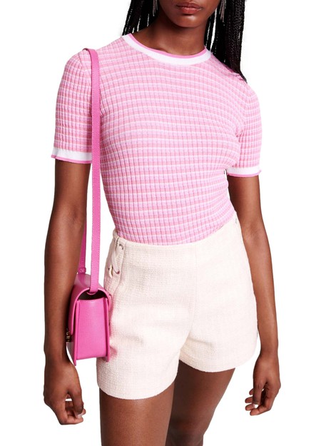 SHORT SLEEVE SWEATER IN PINK