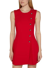 RED WOOL CREPE MINI DRESS