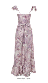 CROIX PURPLE FLORAL PRINTED MAXI DRESS