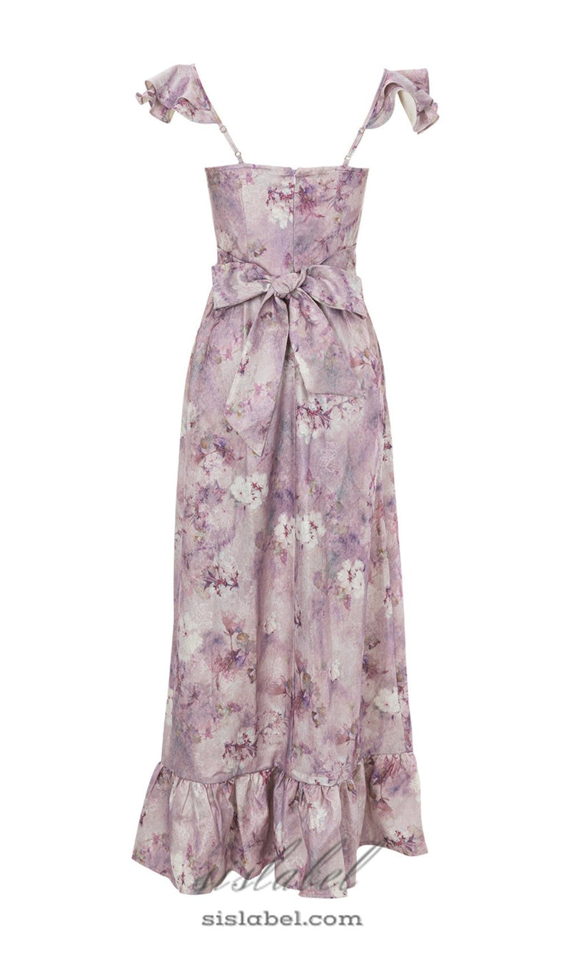 CROIX PURPLE FLORAL PRINTED MAXI DRESS