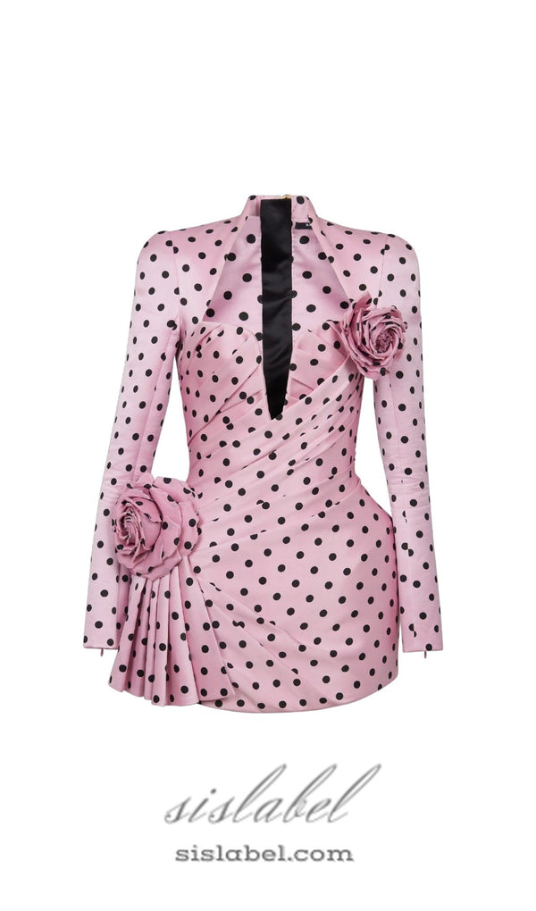 Polka Dots short printed dress in pink