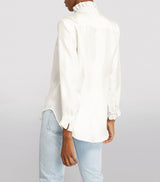 RUFFLED TRIM SILK SHIRT