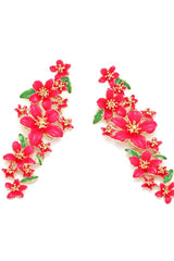 Enamelled Floral Drop Earrings