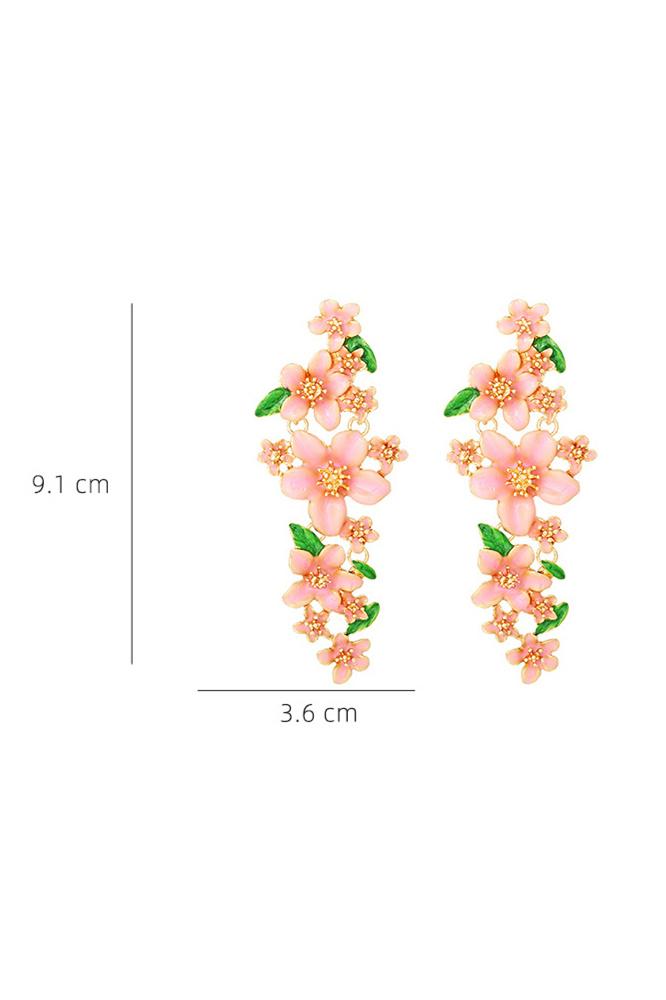 Enamelled Floral Drop Earrings