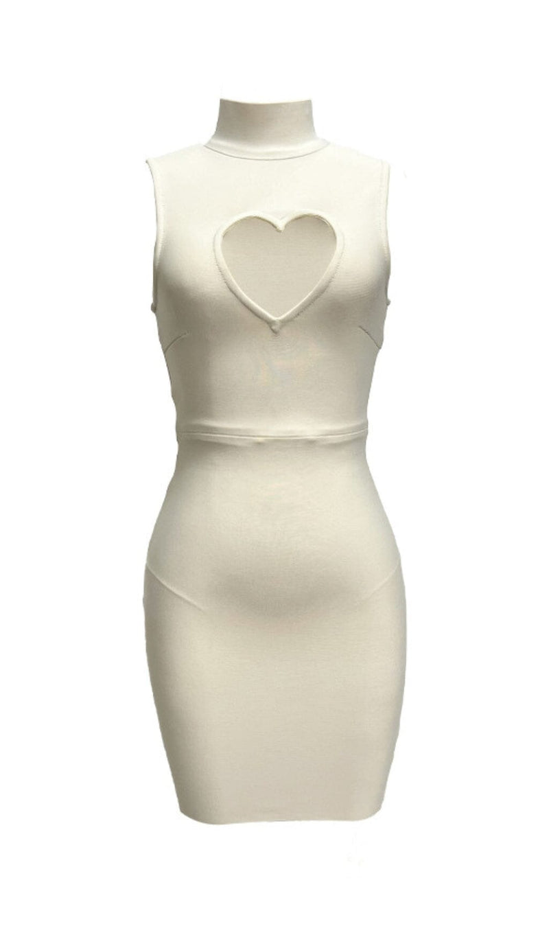 SLEEVELESS HEART CUTOUT BANDAGE DRESS