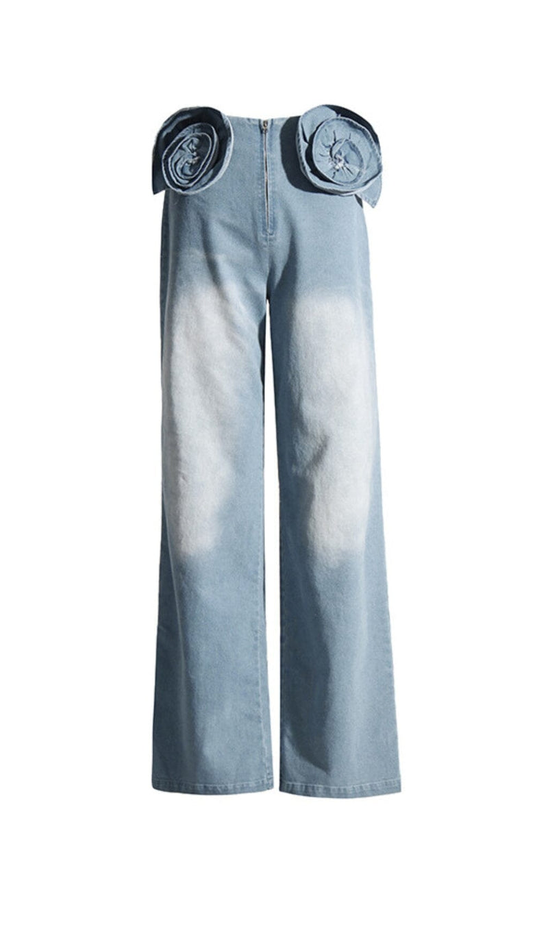 FLOWER WIDE DENIM PANTS