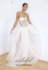 ODILE STRAPLESS GOWN IN WHITE