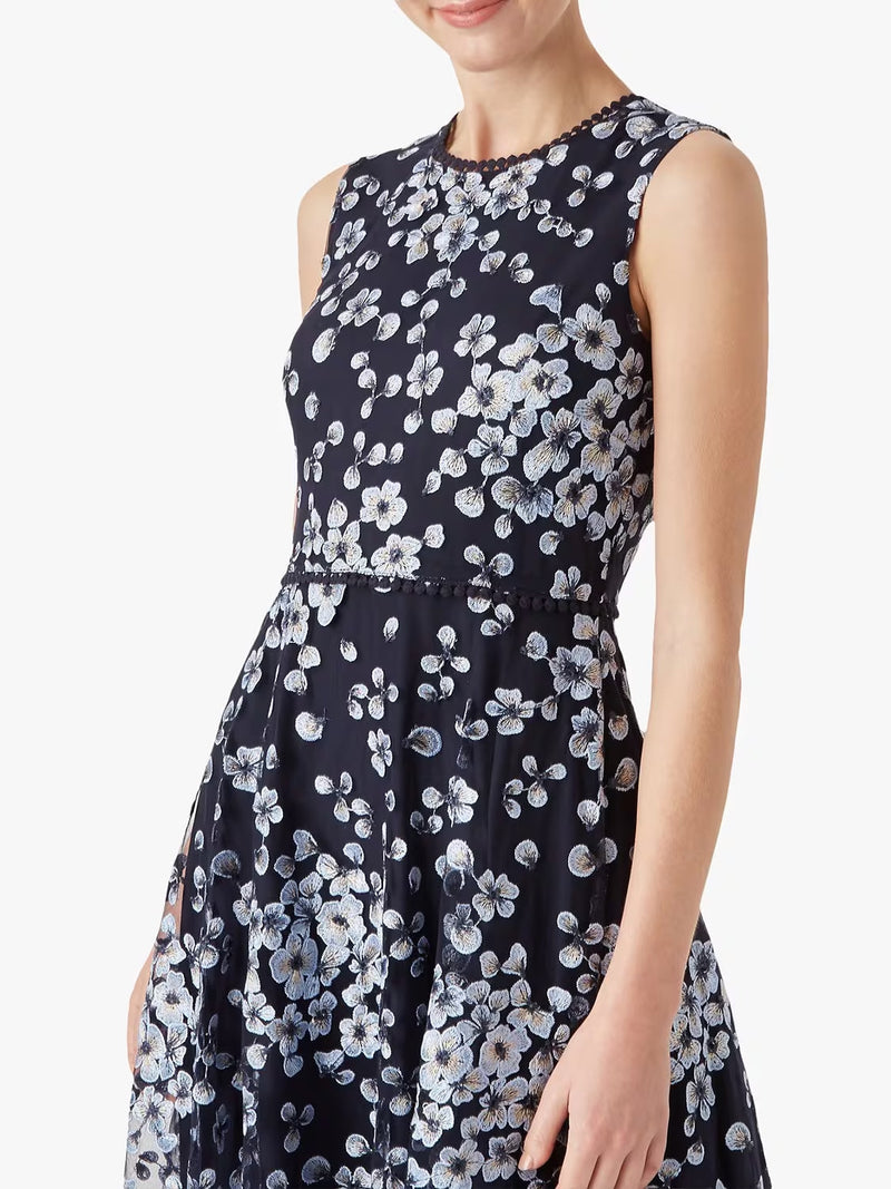 Lilith Floral midi Dress in Navy