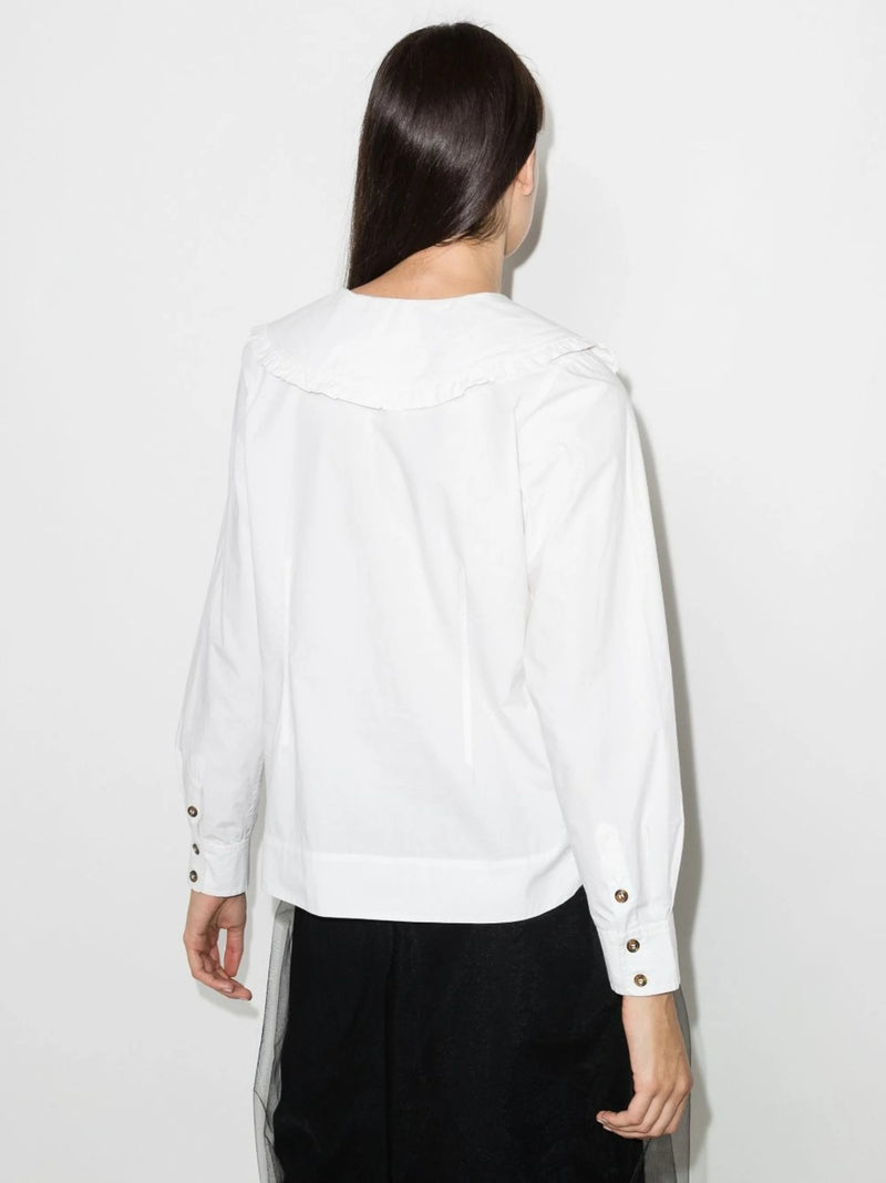 BLOUSE EN COTON BLANC COL OVERSIZE 