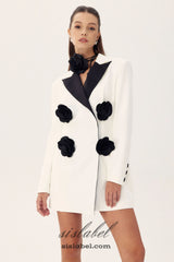 LETITIA FLORAL CONTRAST WHITE BLAZER MINI DRESS