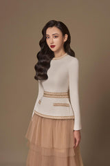 Kaity Layered Skirt set in beige