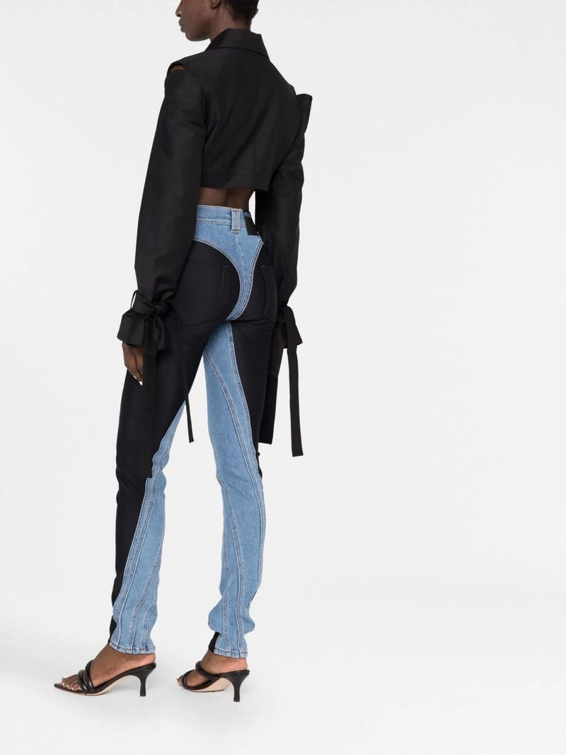 TWIST-PANELLED HIGH-WAIST JEANS