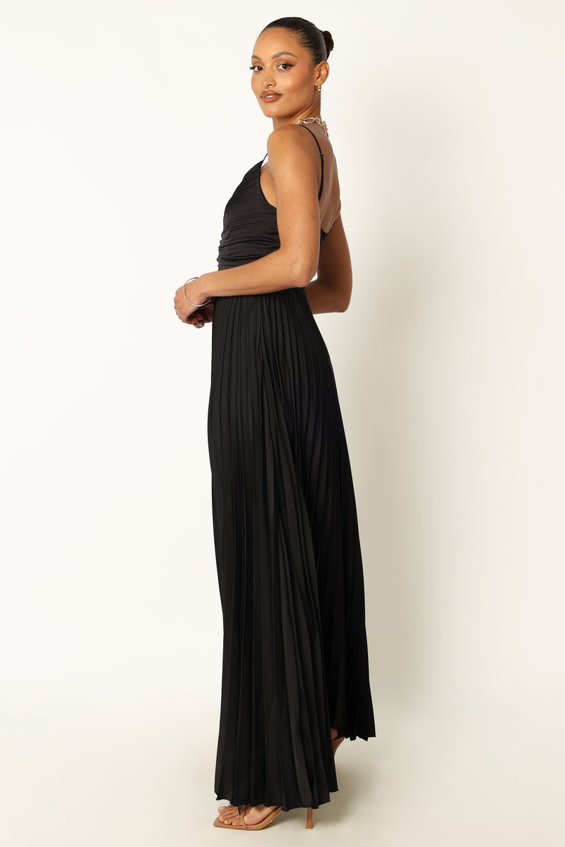 Naira Pleated Maxi Dress in Black