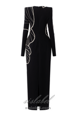 Raelynn Bodycon Long Sleeve Crepe maxi Dress