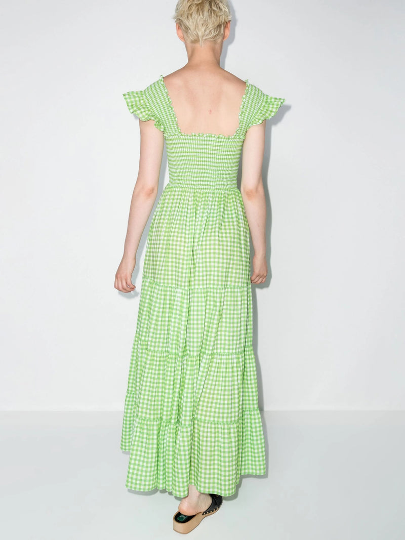 GRÜNES MAXIKLEID AUS BAUMWOLLE MIT GINGHAM-PRINT „KENDAL“ 