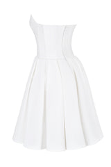 alyssa white strapless pleated mini dress