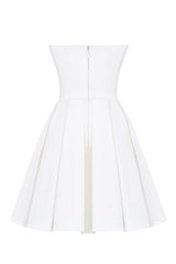 alyssa white strapless pleated mini dress