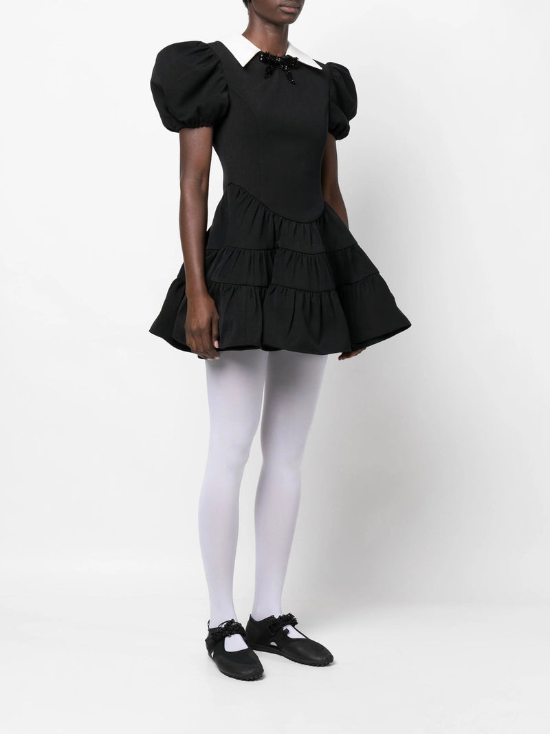 ROBE MINI À MANCHES BOUFFANTES NOIRE 