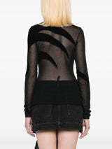 T-SHIRT SEMI-Transparent EN MAILLE FINE NOIR 