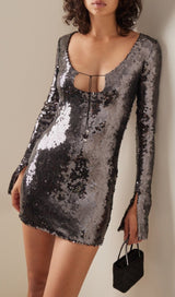 SOLARIA SEQUINED TULLE MINI DRESS