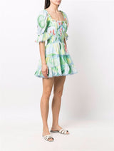 FLORAL-PRINT COTTON-BLEND VOILE MINI DRESS IN GREEN