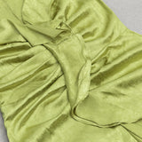 PLUS RUFFLE TRIM SATIN DRESS IN GREEN