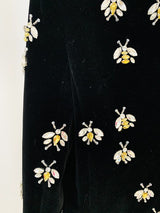 BLACK VELVET BLAZER JACKET WITH RHINESTONE BEES