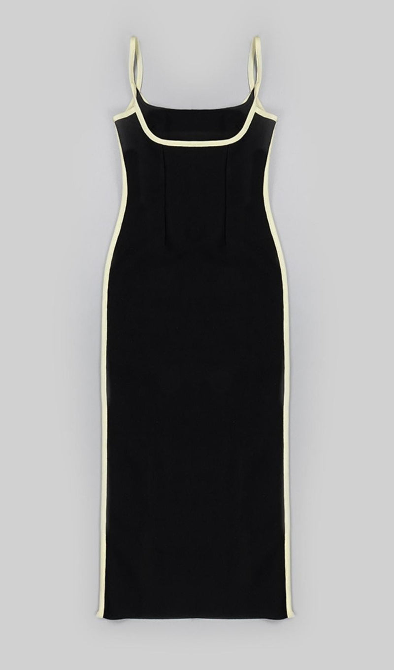 BANDAGE BACKLESS MIDI DRESS IN BLACK