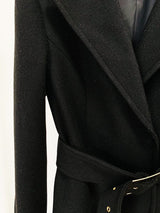 BLACK LONG COAT WITH BELT