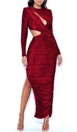 CUT OUT LONG SLEEVE MAXI DRESS