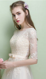 SWEET BRIDEMAID LACE HALF SLEEVES MAXI DRESS IN WHITE