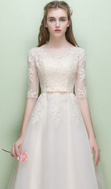 SWEET BRIDEMAID LACE HALF SLEEVES MAXI DRESS IN WHITE