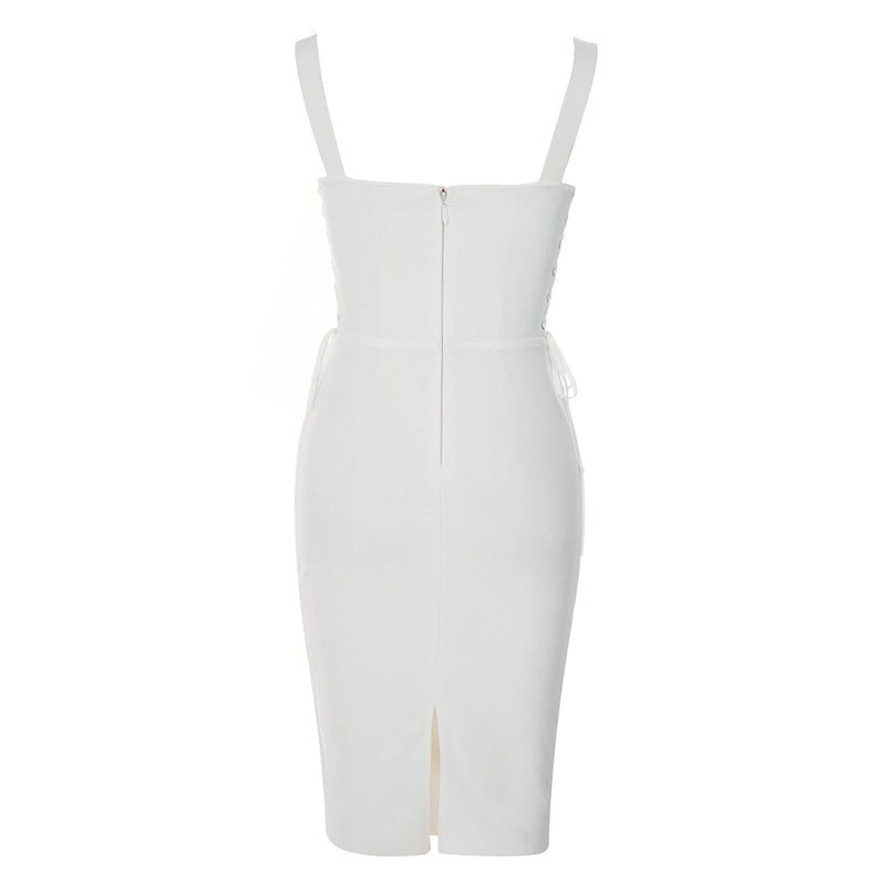 STRAPY HIP WRAP MIDI DRESS IN WHITE