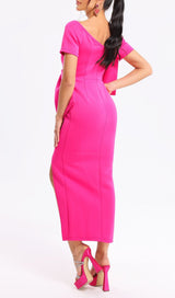 PINK BOW-KNOT MIDI DRESS