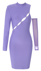 LONG SLEEVE LACE BANDAGE DRESS IN PURPLE