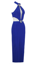 CUTOUT HALTER DRESS IN BLUE