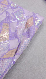 JACQUARD SEQUIN TWO PIECE SET IN PURPLE