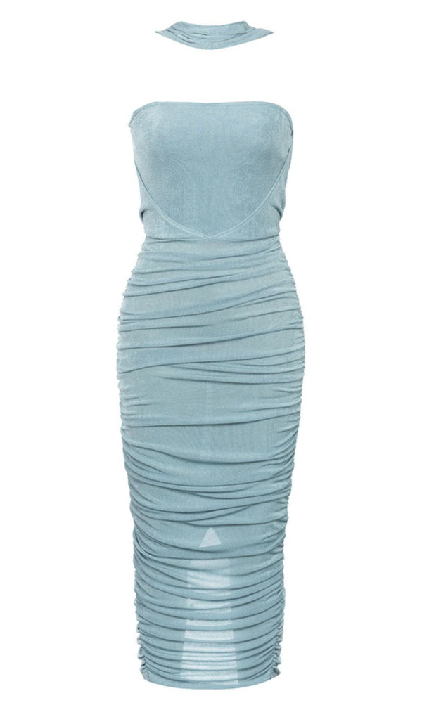 CORSET STRAPLESS MIDI DRESS IN MINT GREEN