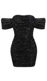 SEQUINS MINI DRESS IN BLACK